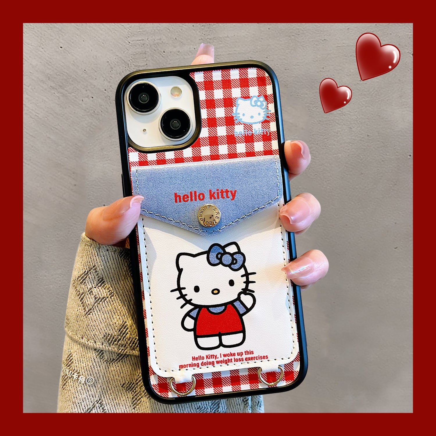 Plaid KT Cat Card Holder Phone Case – product image 2