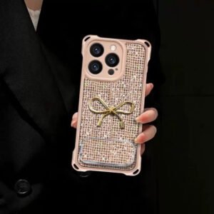 Sparkling Bow Portable Mirror Phone Case