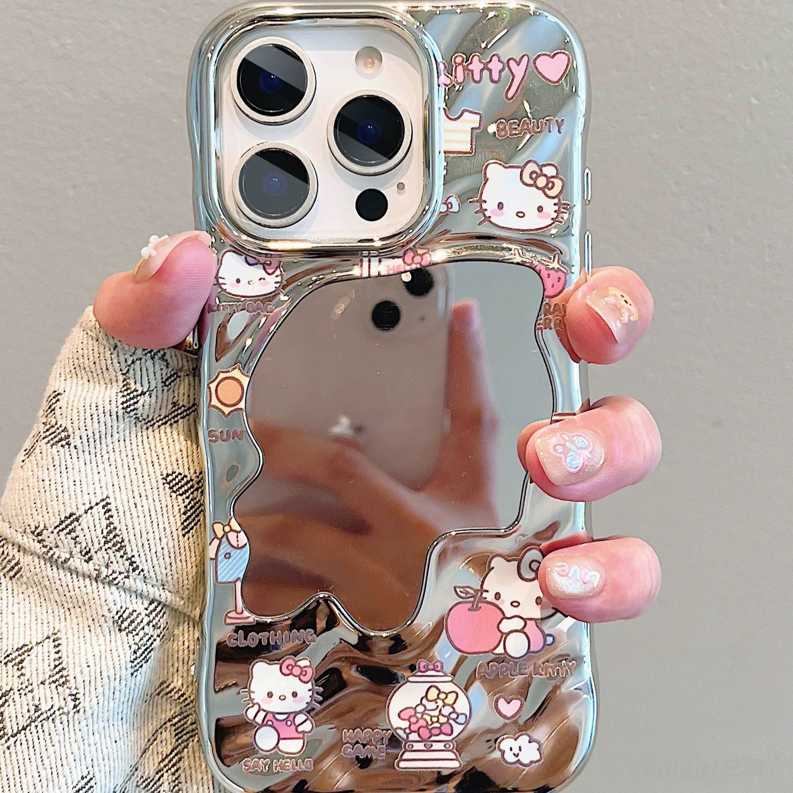 Irregular Mirror Kitty Cat Bracelet Phone Case – product image 4