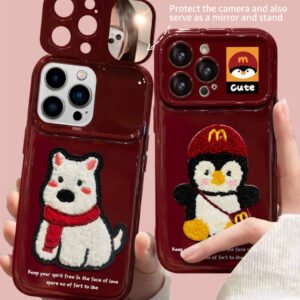Puppy/Penguin Flip Mirror Phone Case