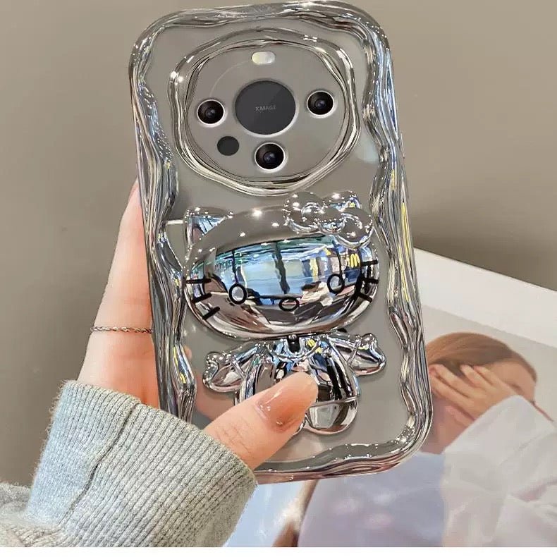 Android compatible Silver Kitty Rotating Mirror and Stand Phone Case – product image 3