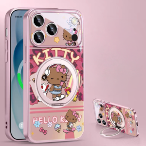 Black leather KT magnetic phone case