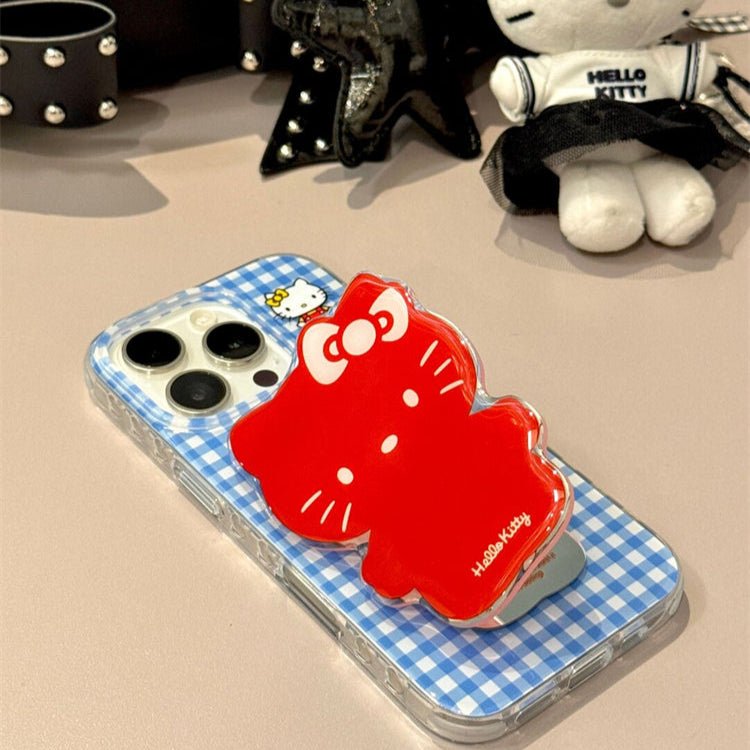 kT cat blue plaid phone case with mirror holder – product image 2