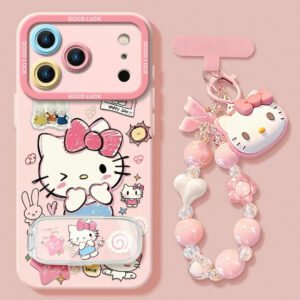 Pink Hello Kitty Mirror Stand Bracelet Phone Case