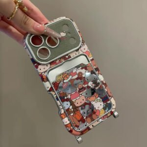 Cute Hello Kitty Card Holder Phone Case with Chain