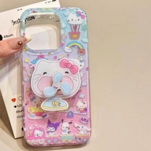 Cat-Themed Phone Case with Mini Fan Stand