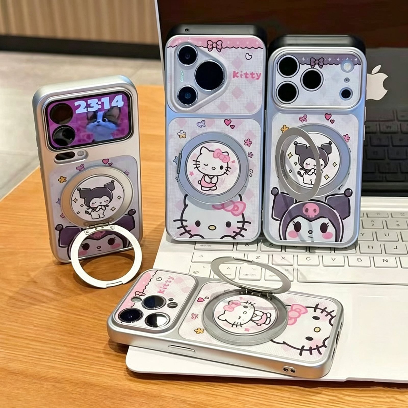 Kitty & Kuromi 360-Degree Rotating Stand Phone Case - Image 3