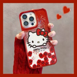 Snowflake Quicksand Kitty Cat Bracelet Phone Case