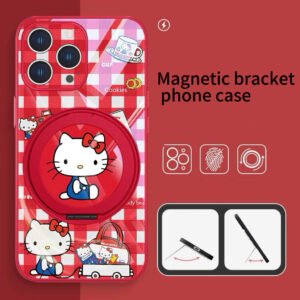 Plaid cat magnetic phone case