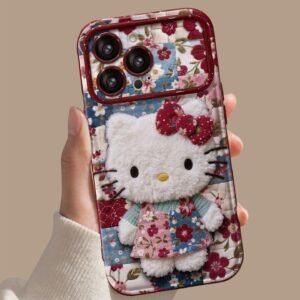 Flat-printed Kitty pattern flip-cover mirror phone case