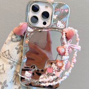 Irregular Mirror Kitty Cat Bracelet Phone Case