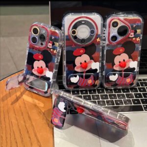 Cute Red-Nose Mickey Phone Case with Mirror Stand