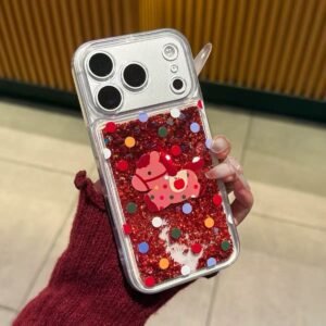 Colorful polka dot quicksand pony phone case