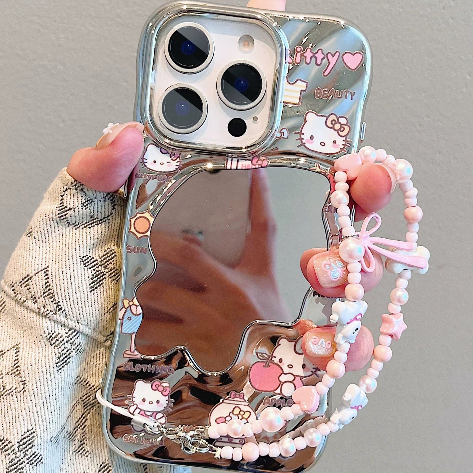 Irregular Mirror Kitty Cat Bracelet Phone Case – product image 6