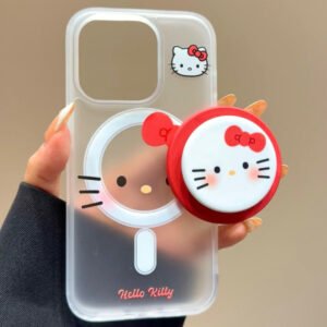 Frosted semi-transparent Kitty magnetic phone case
