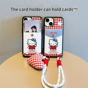Plaid KT Cat Card Holder Phone Case