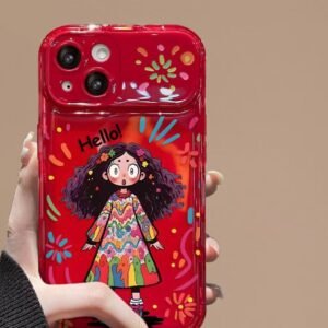 Compatible with Android Colorful Curly-Haired Girl Flip Mirror Phone Case