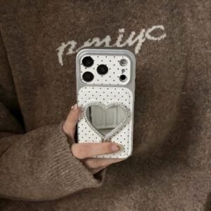 Polka Dot Heart-Shaped Stand Phone Case