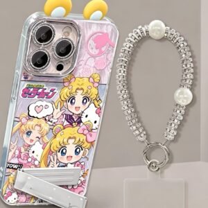 Sailor Moon Phone Case with Ears, Bracelet, and Kickstand