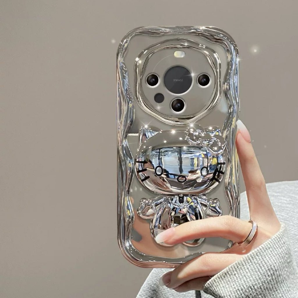 Android compatible Silver Kitty Rotating Mirror and Stand Phone Case – product image 4
