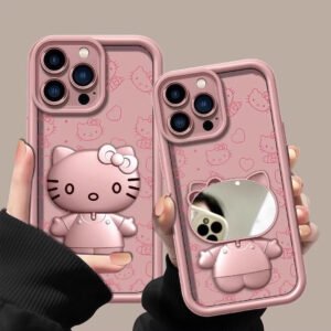 Pink Kitten with Rotating Mirror and Stand