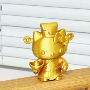 Golden God of Wealth Hello Kitty Figurine – Cute Cartoon Desktop Ornament & Small Gift