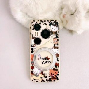 Leopard print magnetic Hello Kitty phone case