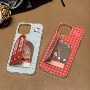 Android compatible Flip Cover Kitty Cat Mirror Stand Phone Case