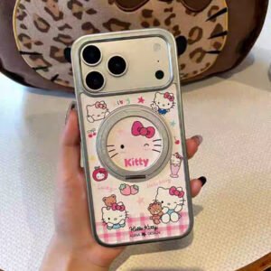 Pink magnetic Hello Kitty phone case