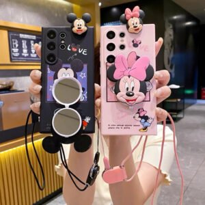Cute Mickey and Minnie mirror phone case for Samsung