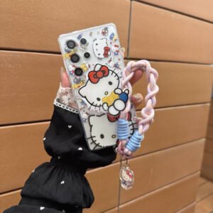 Compatible with Samsung Kitty Phone Case with Magnetic Mount, Kickstand, and Wrist Strap