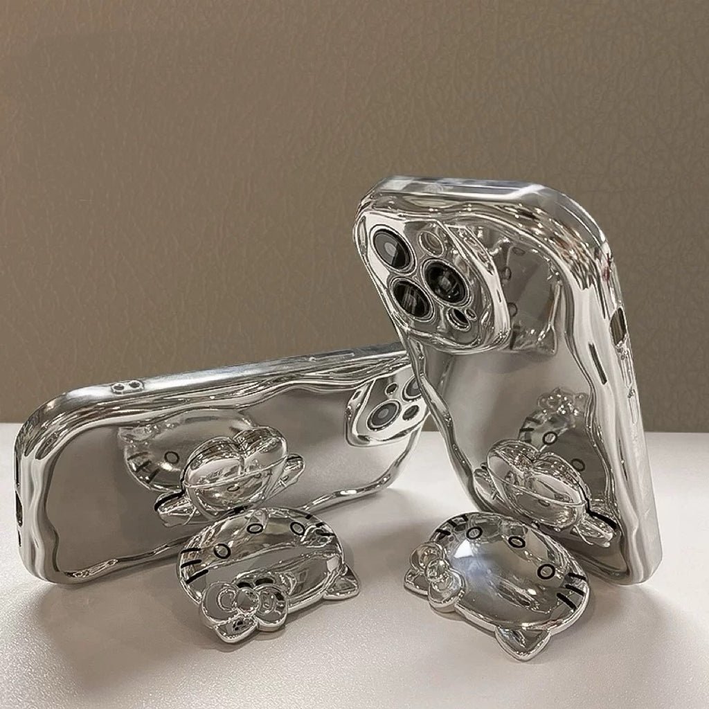 Android compatible Silver Kitty Rotating Mirror and Stand Phone Case – product image 5
