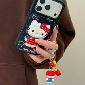 Denim Embroidered Vest Hello Kitty Phone Case