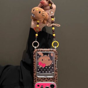 Leopard print mirrored Hello Kitty crossbody phone case