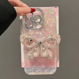 Pink Diamond Bow Stand Bracelet Kitty Phone Case